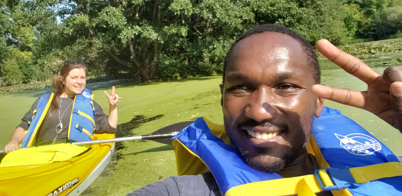 Kayaks on the lake